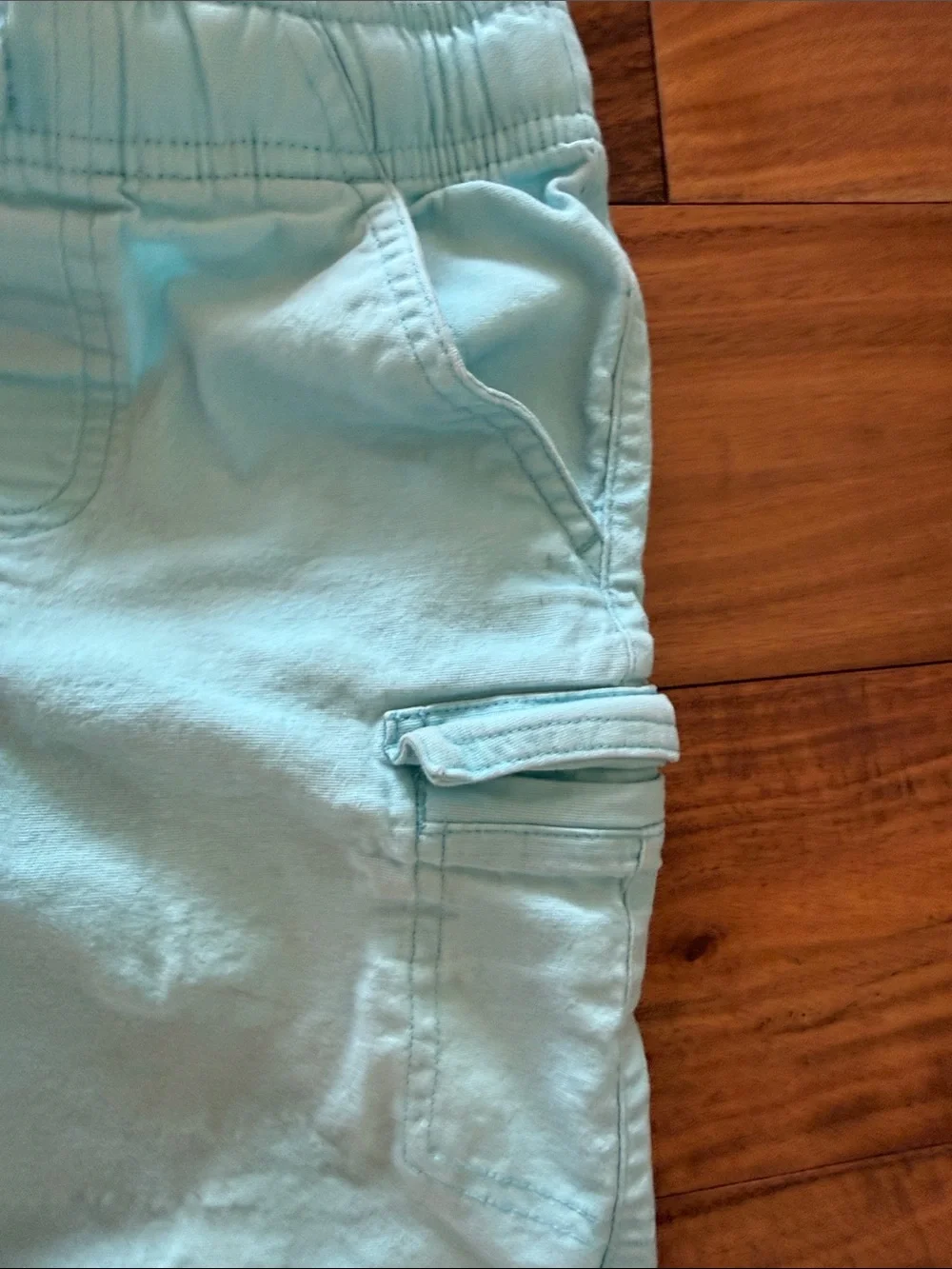 Toddler Soft Elastic-Waist Light Aqua Cargo Shorts